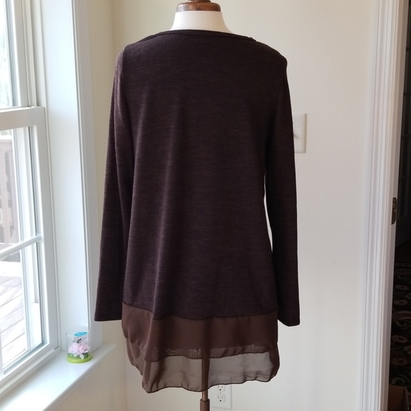 Egs by Elonges Brown Chiffon Hem Tunic - Picture 4 of 10